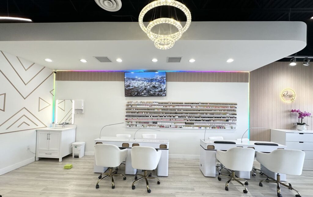 Inside Revive Nails Bar — luxury nail salon interior in Kelowna